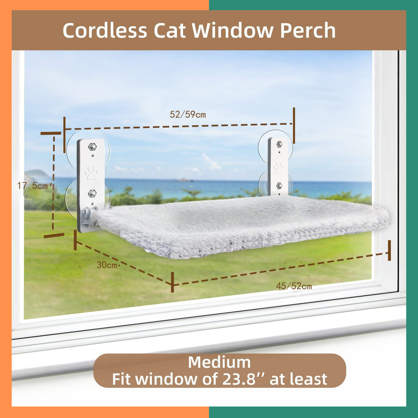 Cordless Cat Window Perch Hammock Bed