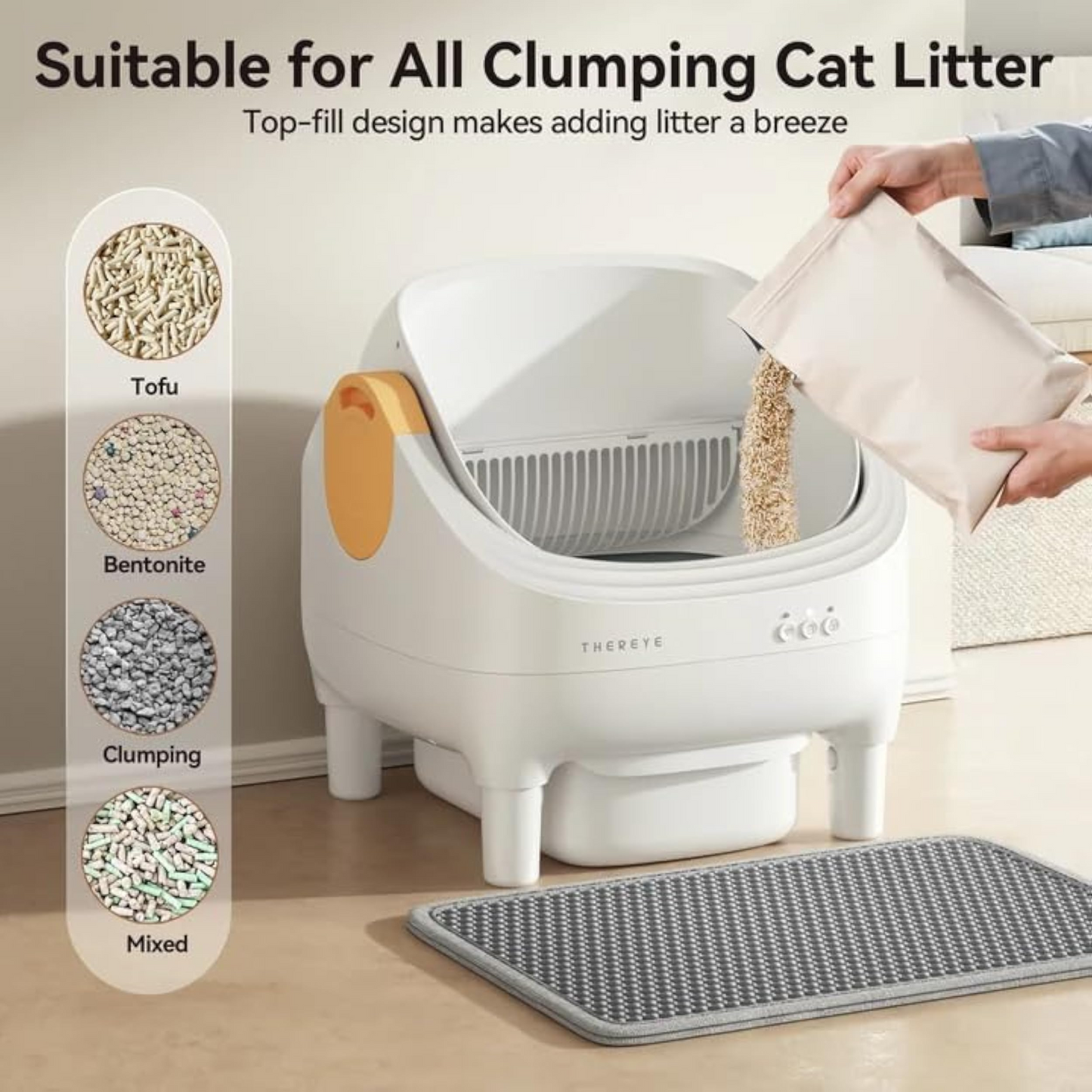 Open Top Smart Self-Cleaning Cat Litter Box with App Control & Sensors
