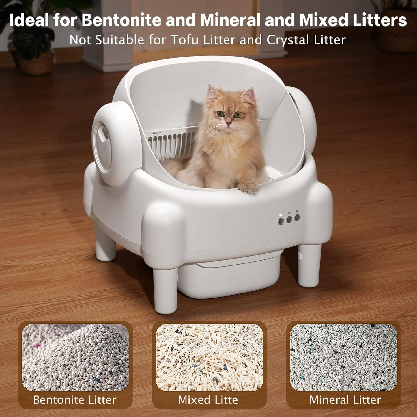 Open Top Smart Self-Cleaning Cat Litter Box with App Control & Sensors