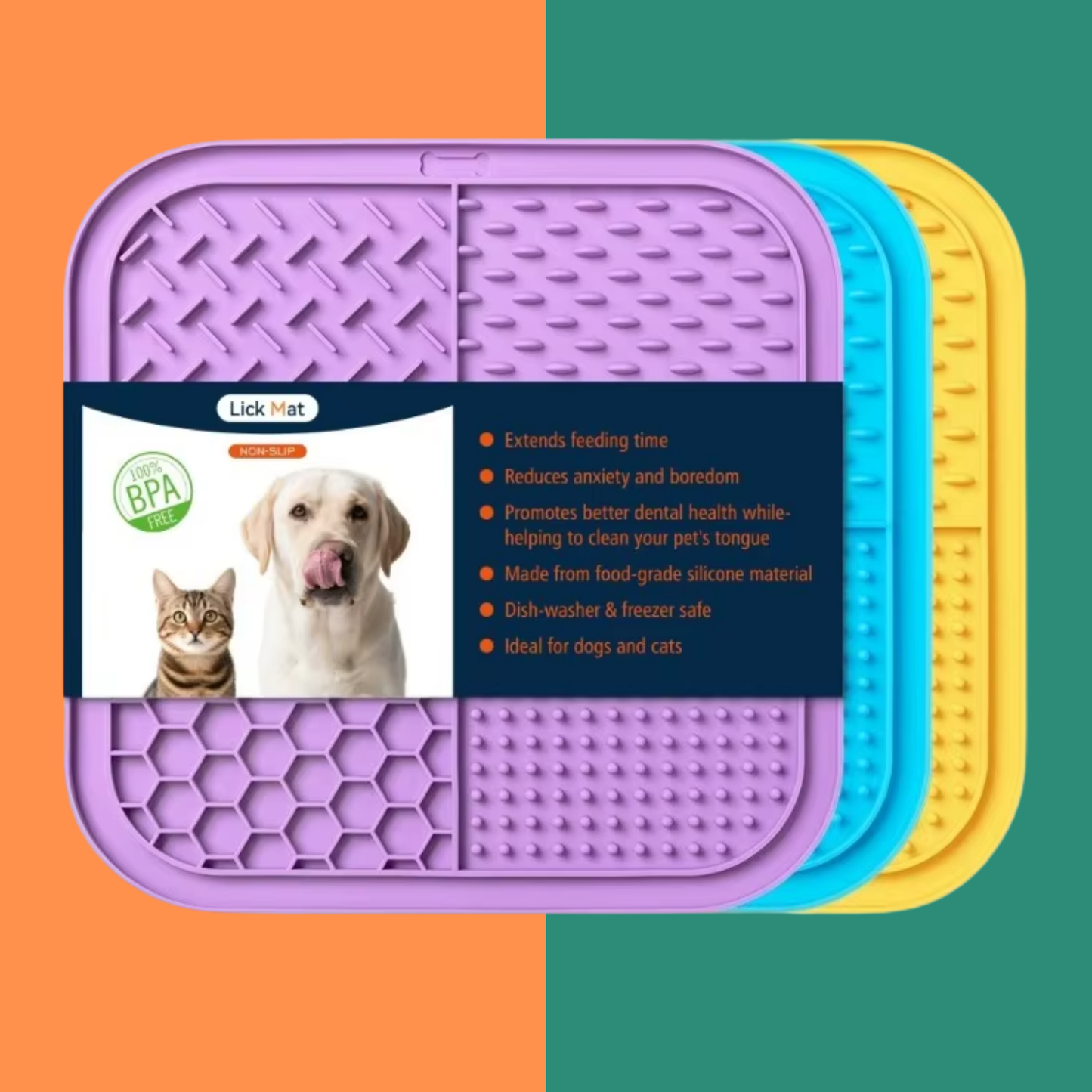 Pet Silicone Lick Mat for Dogs & Cats