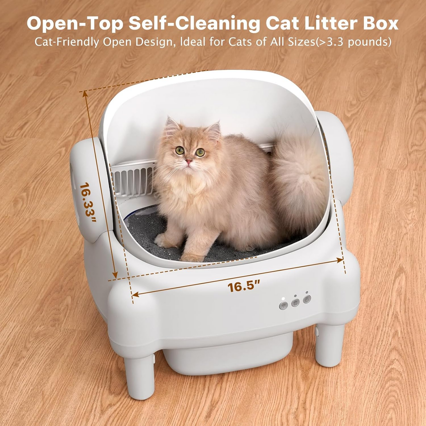 Open Top Smart Self-Cleaning Cat Litter Box with App Control & Sensors