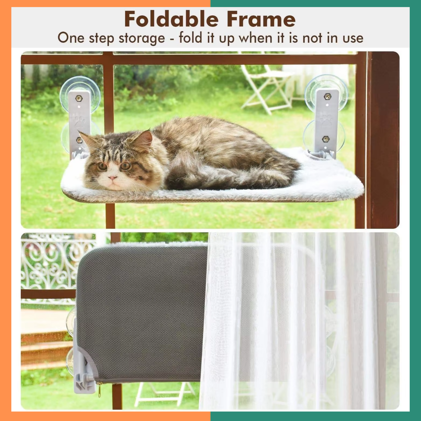 Cordless Cat Window Perch Hammock Bed