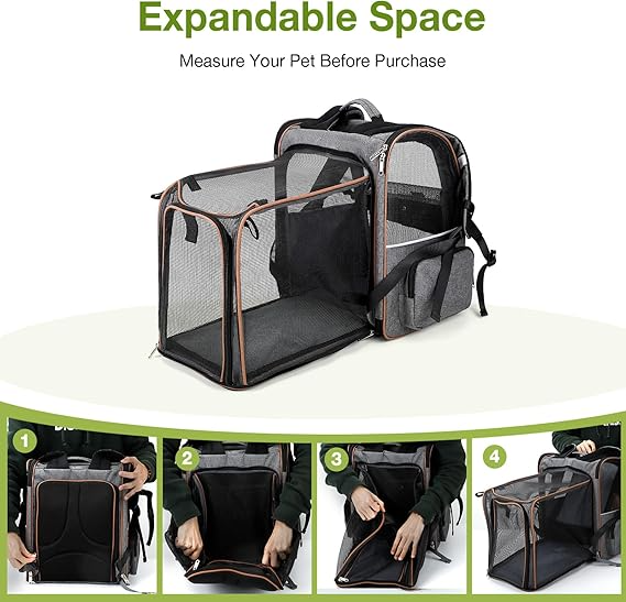 Foldable Expandable Pet Carrier Backpack for Cats & Dogs