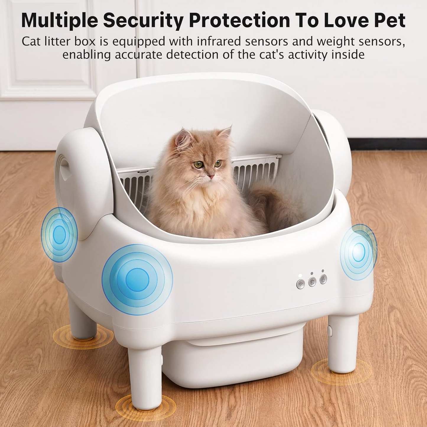 Open Top Smart Self-Cleaning Cat Litter Box with App Control & Sensors