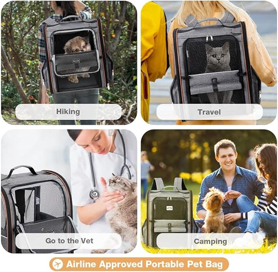 Foldable Expandable Pet Carrier Backpack for Cats & Dogs