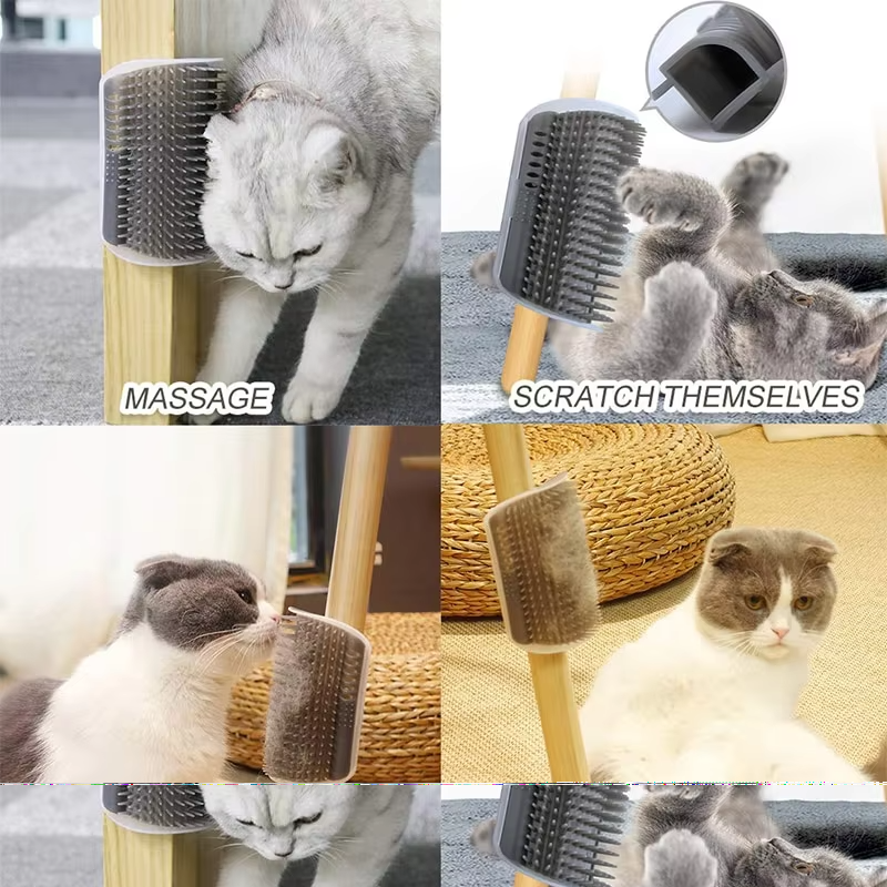 Self-Grooming Cat Corner Brush for Hair Removal & Massage