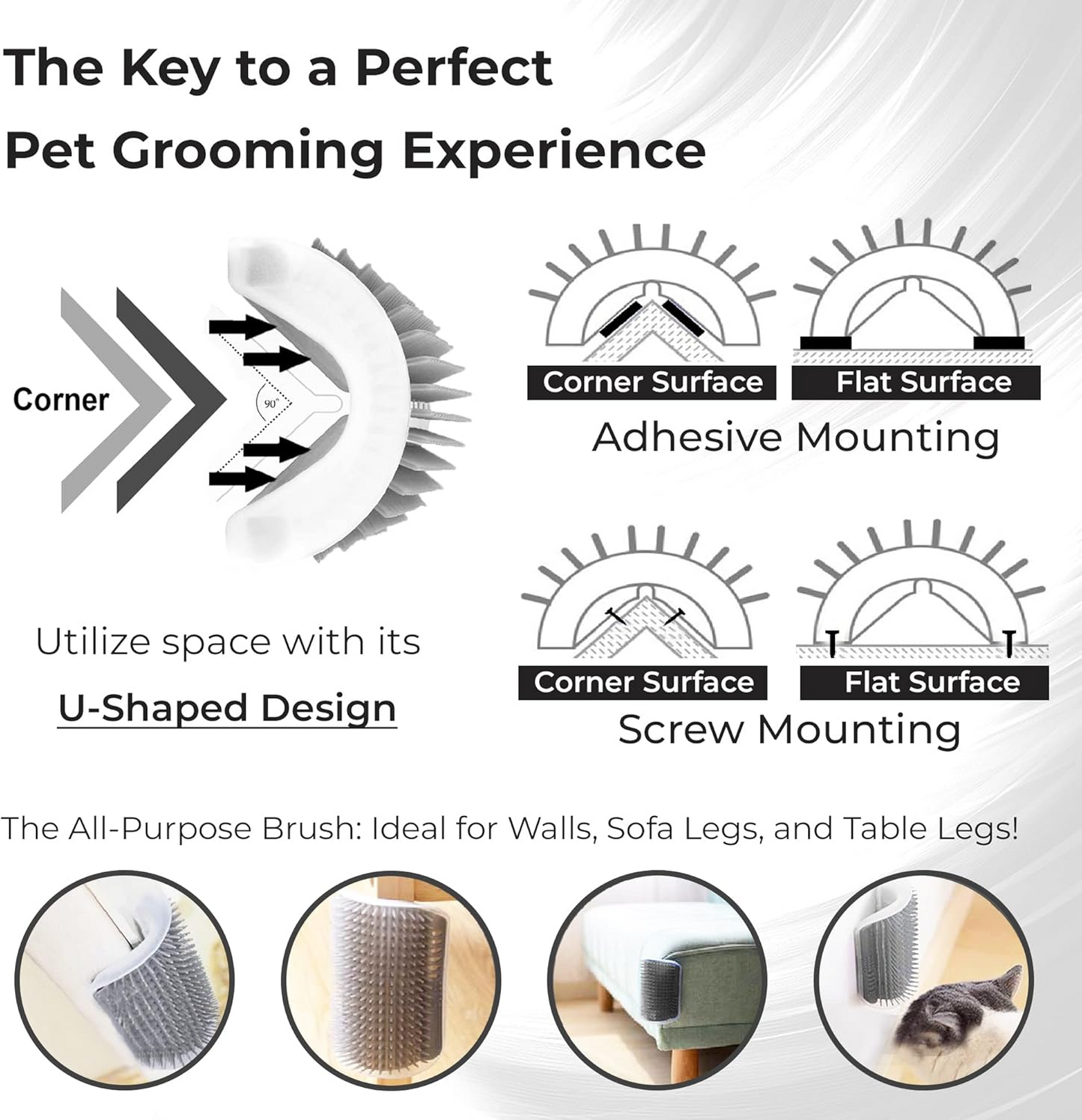 Self-Grooming Cat Corner Brush for Hair Removal & Massage