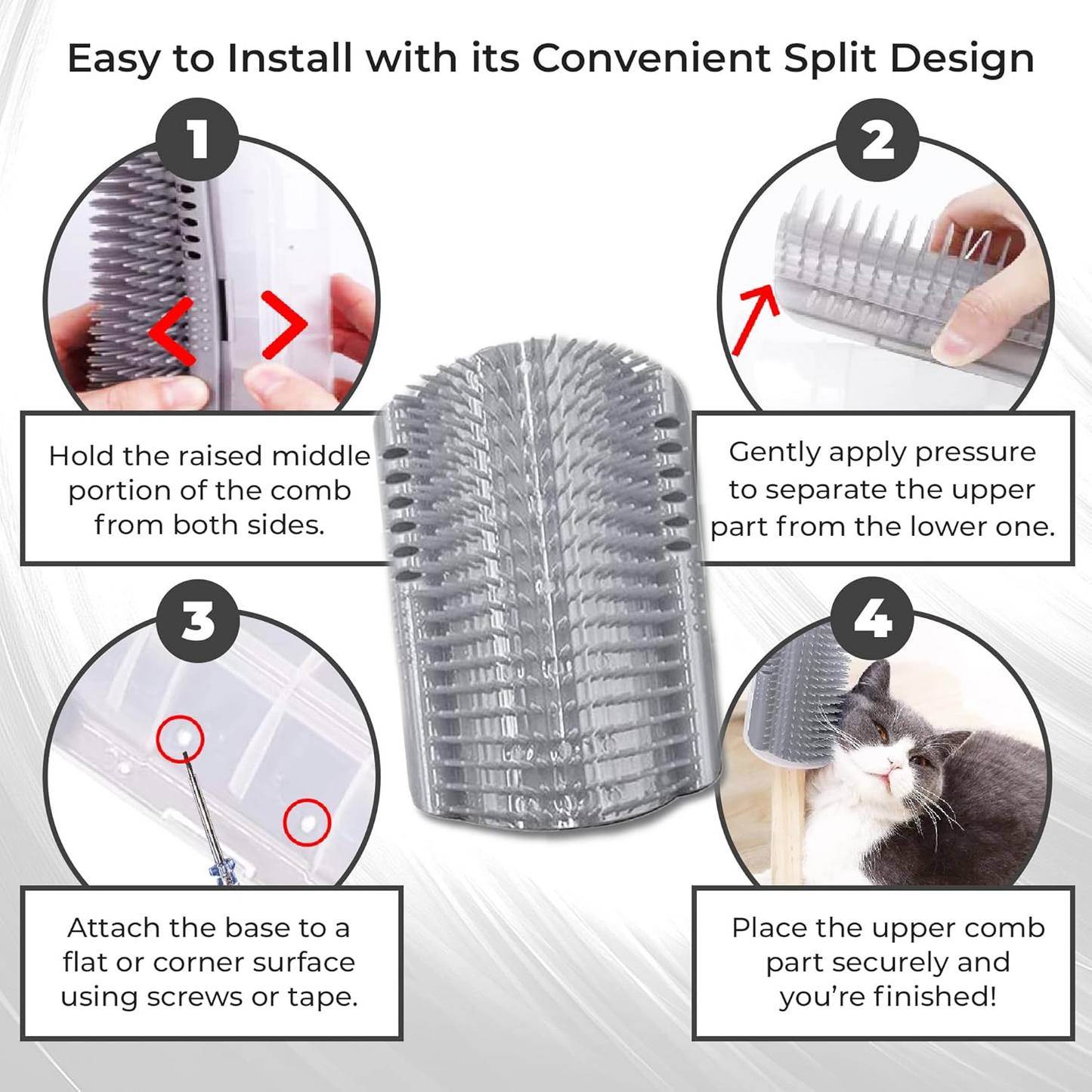 Self-Grooming Cat Corner Brush for Hair Removal & Massage