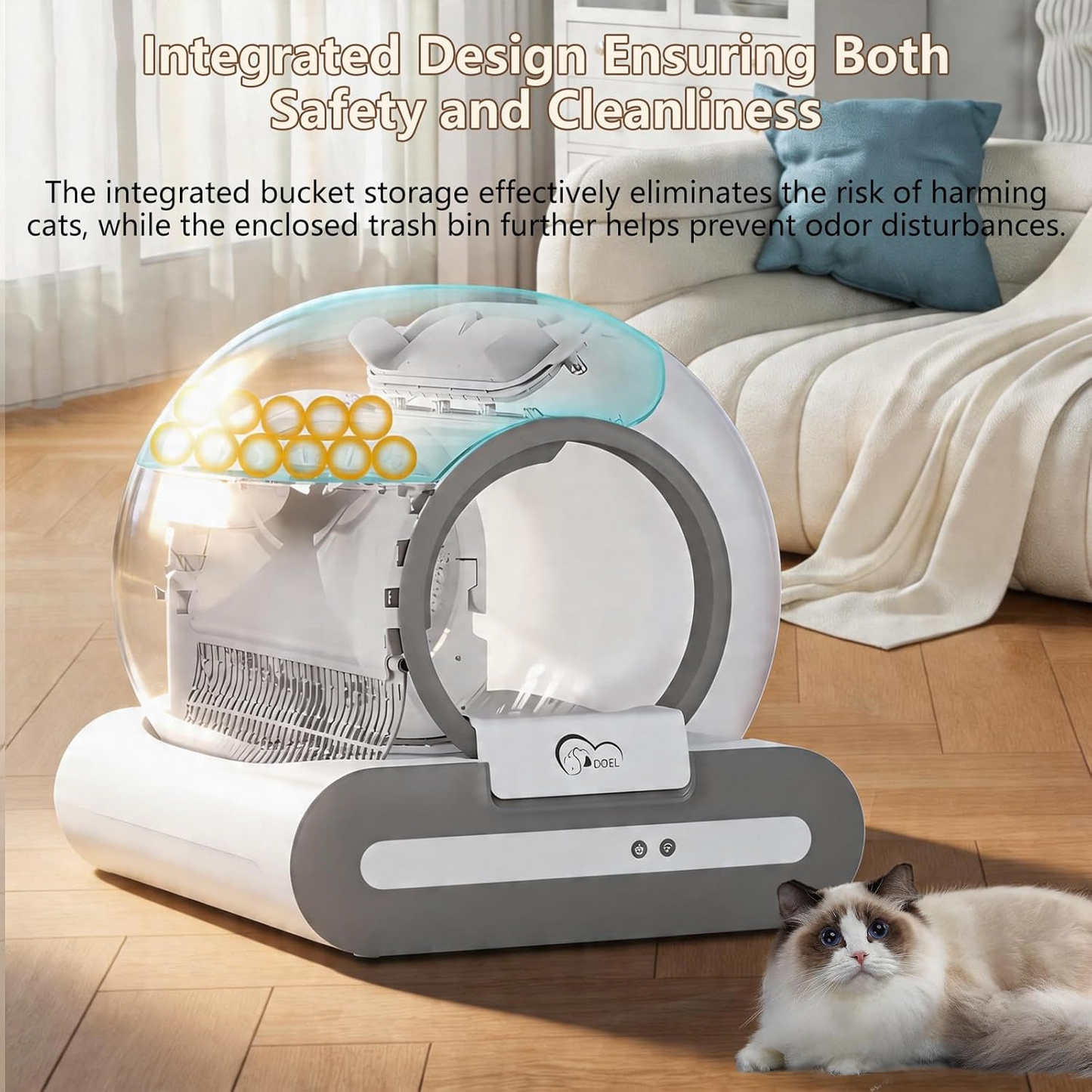 65L Smart Self-Cleaning Cat Litter Box with App Control (2.4G WiFi)
