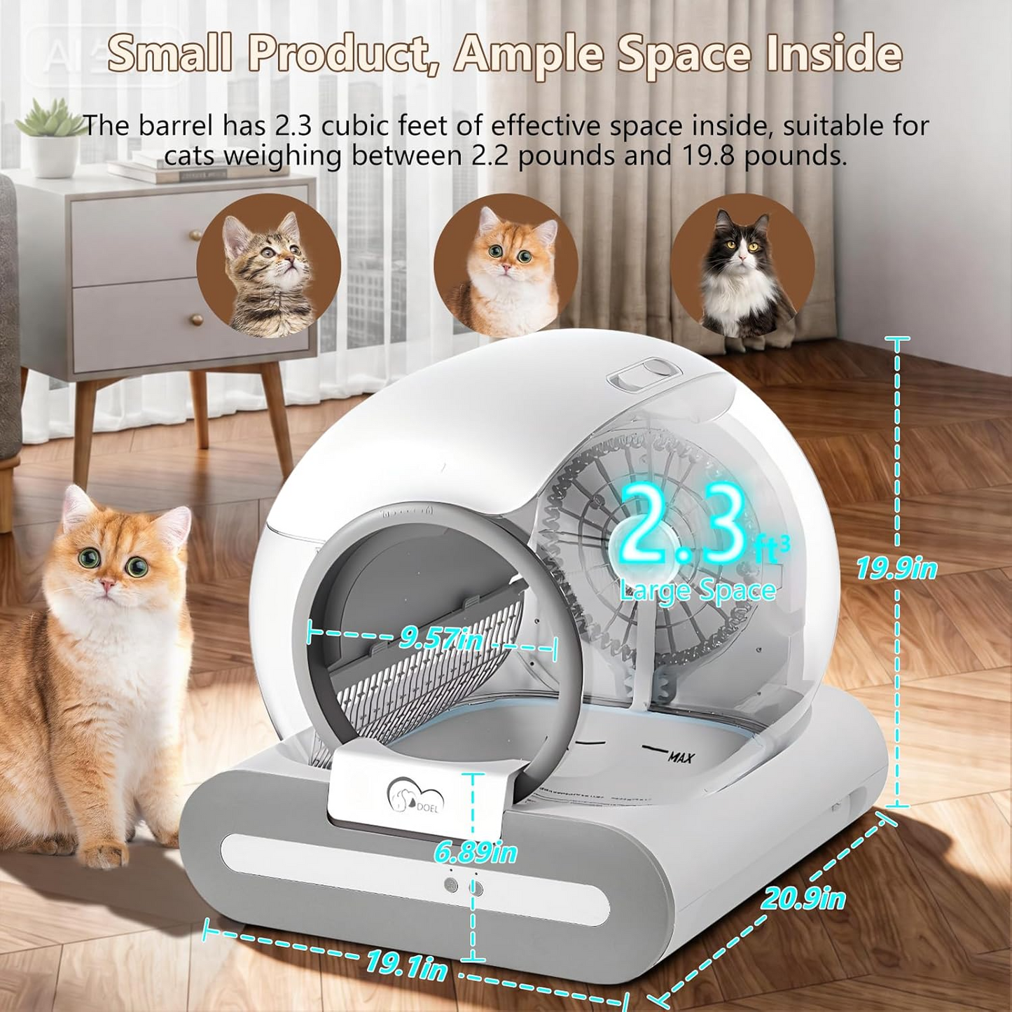 65L Smart Self-Cleaning Cat Litter Box with App Control (2.4G WiFi)