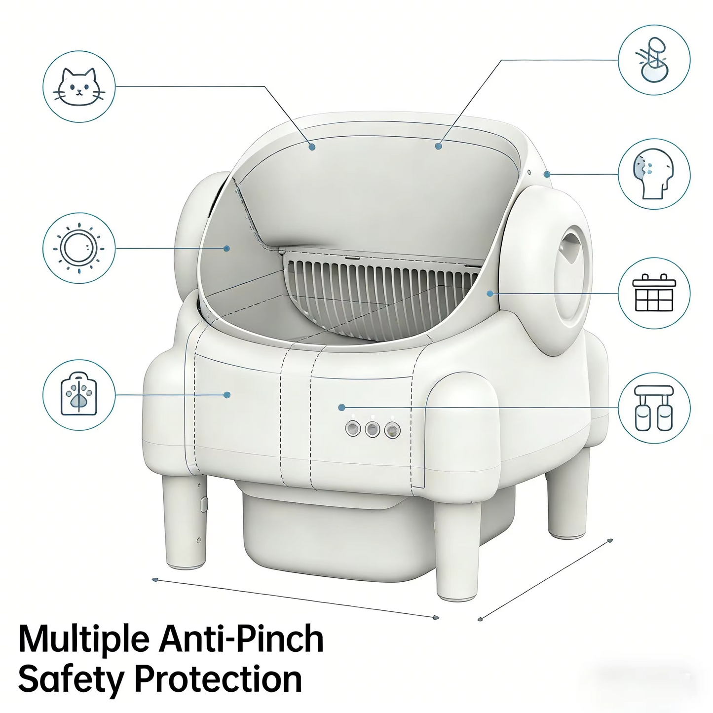 Open Top Smart Self-Cleaning Cat Litter Box with App Control & Sensors