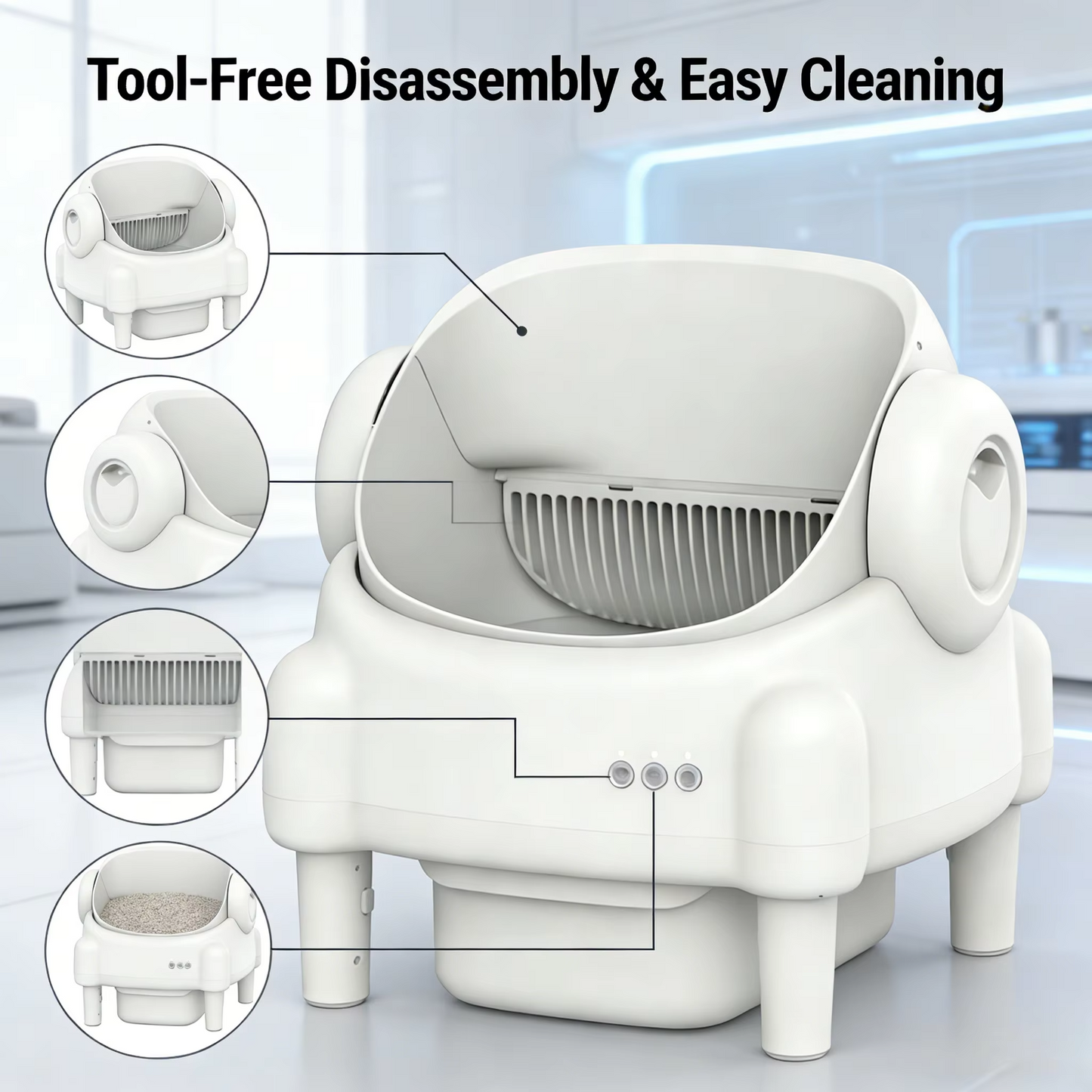 Open Top Smart Self-Cleaning Cat Litter Box with App Control & Sensors
