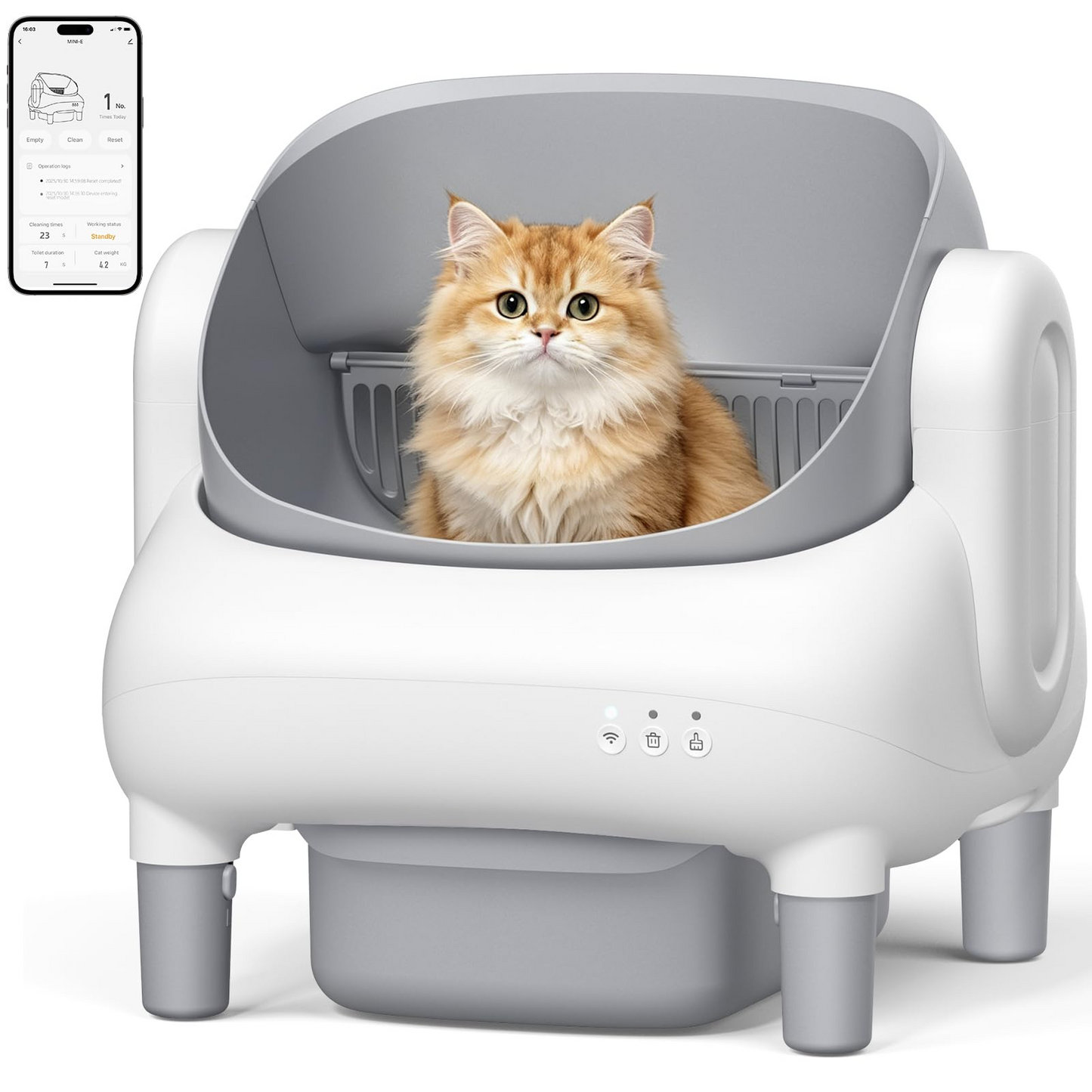 Open Top Smart Self-Cleaning Cat Litter Box with App Control & Sensors