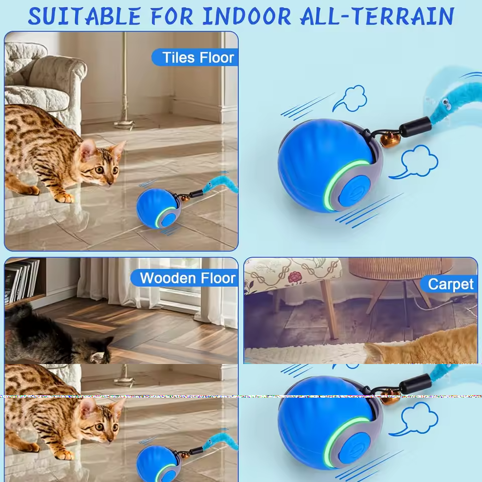 Rechargeable Automatic Cat Toy Ball with 3 Tails