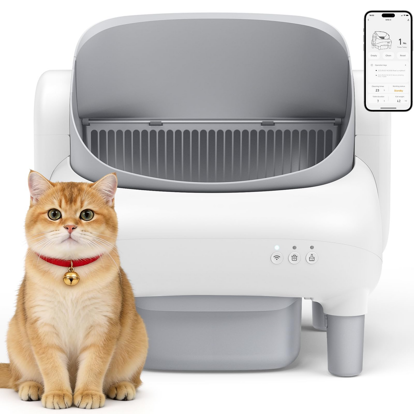 Open Top Smart Self-Cleaning Cat Litter Box with App Control & Sensors