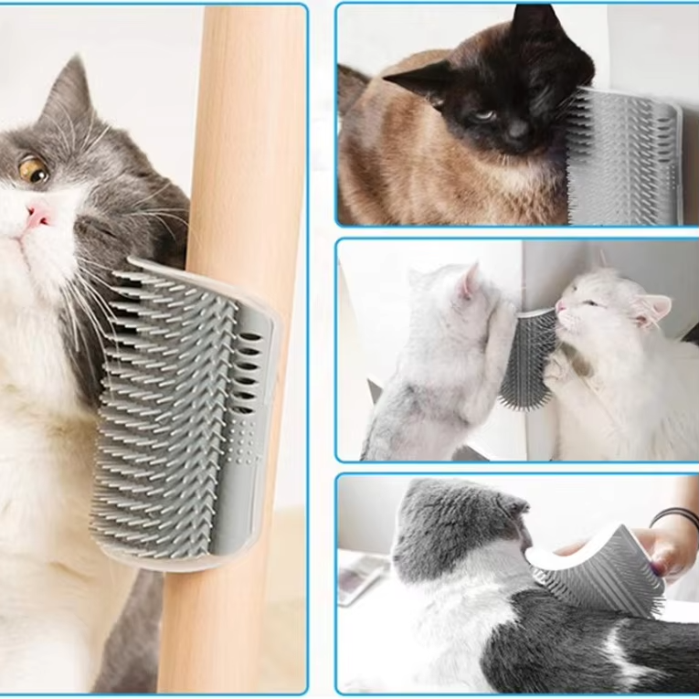 Self-Grooming Cat Corner Brush for Hair Removal & Massage