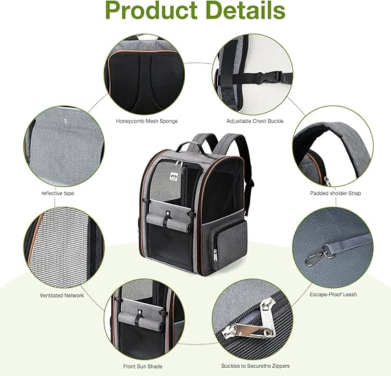 Foldable Expandable Pet Carrier Backpack for Cats & Dogs