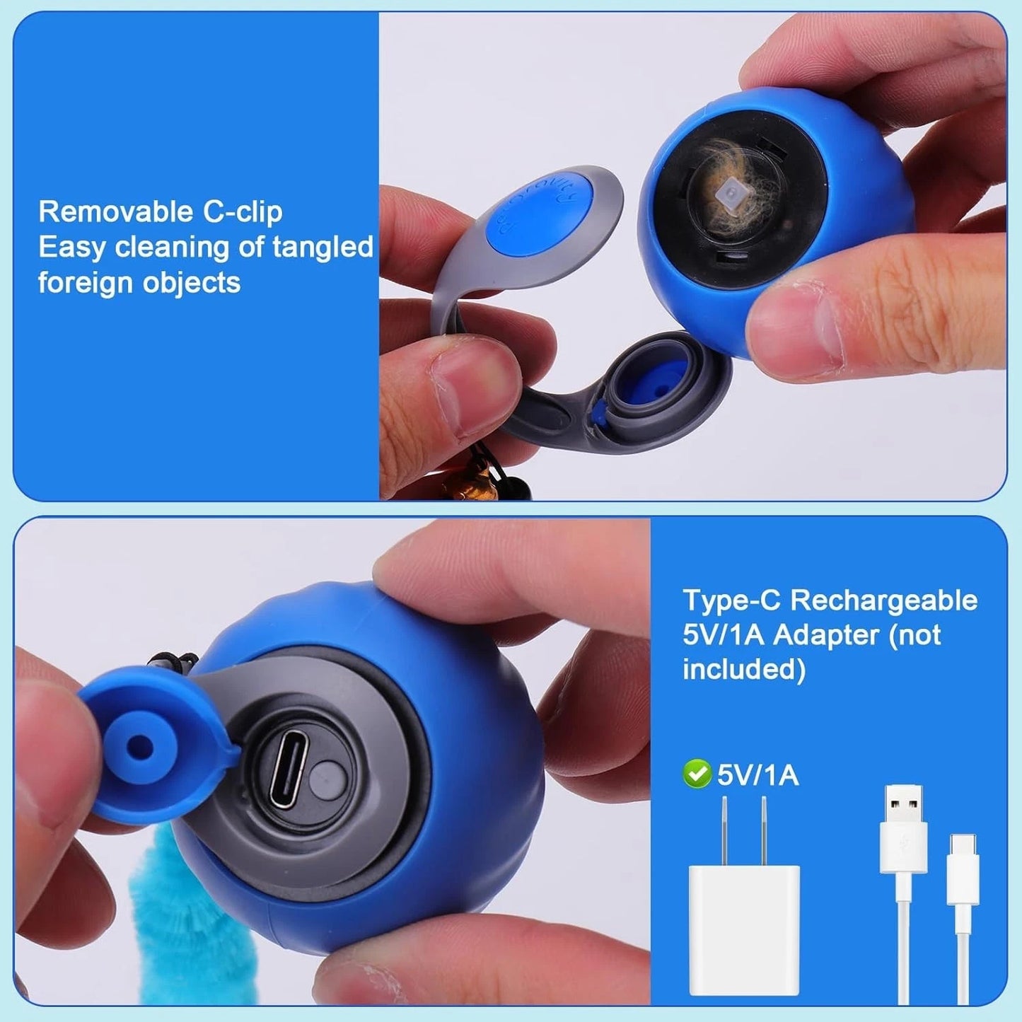 Rechargeable Automatic Cat Toy Ball with 3 Tails