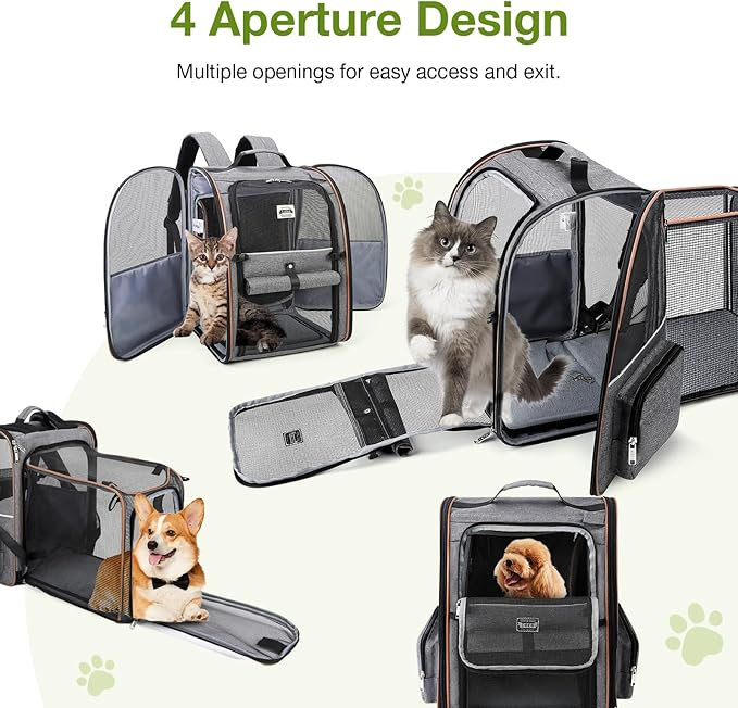 Foldable Expandable Pet Carrier Backpack for Cats & Dogs